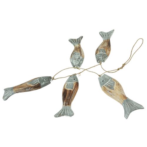 Artikel Holzfische Silbergrau Hänger mit 5 Fischen Holz 15cm