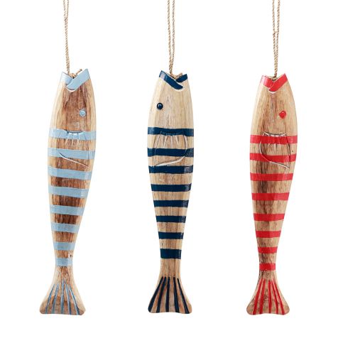 Artikel Holzfische zum Hängen Fisch Deko Holz 29cm Farbig 3St