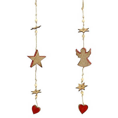 Floristik24 Holzhänger Stern und Engel Natur/Rot 48cm 4St