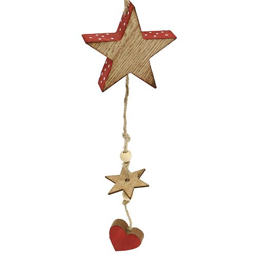 Floristik24 Holzhänger Stern und Engel Natur/Rot 48cm 4St