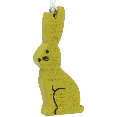 Floristik24 Holzhase zum Hängen Grün, Weiß 2,5cm x 6,5cm 10St