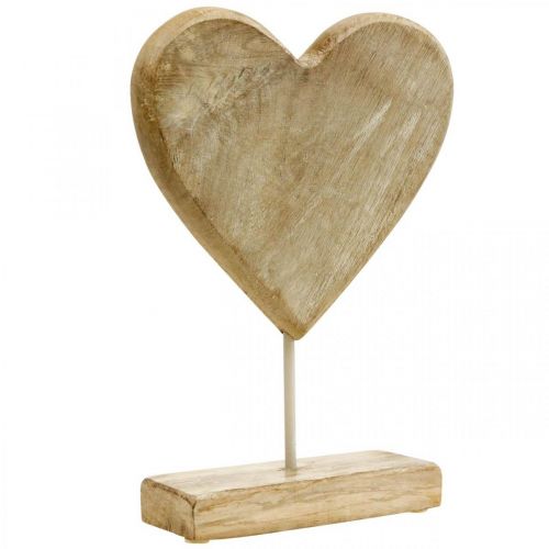 Floristik24 Holzherz Herz am Stiel Deko Herz Holz Natur 25,5cm H33cm