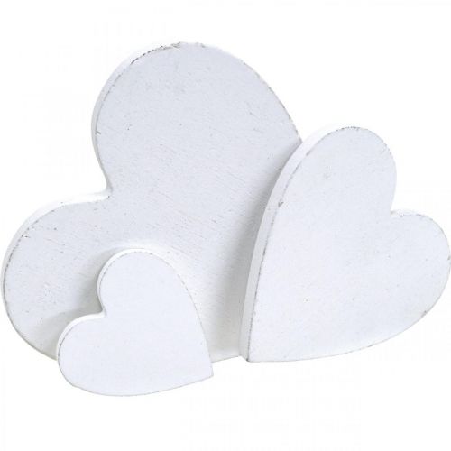 Floristik24 Holzherz Streudeko Hochzeit Herzen Weiß 3/5/7cm 50St