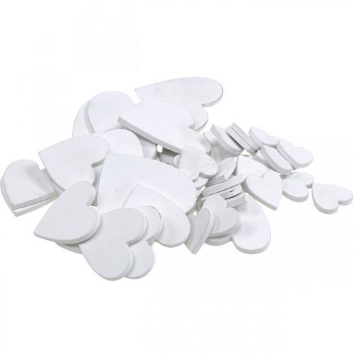 Floristik24 Holzherz Streudeko Hochzeit Herzen Weiß 3/5/7cm 50St