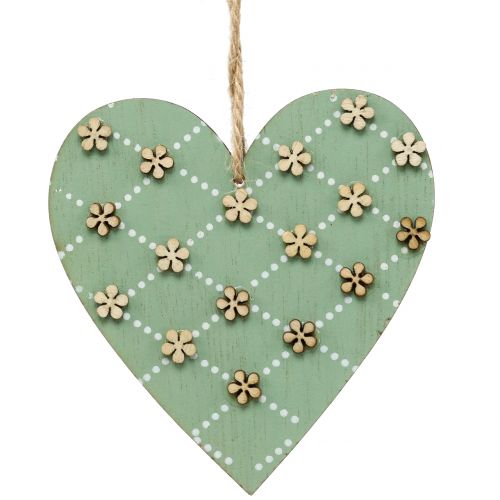 Floristik24 Holzherz zum Hängen Grün/Natur10cm 4St