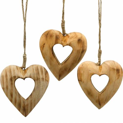 Dekoanhänger Herz, Herzen aus Holz, Valentinstag, Holzanhänger, Hochzeitsdeko 6St
