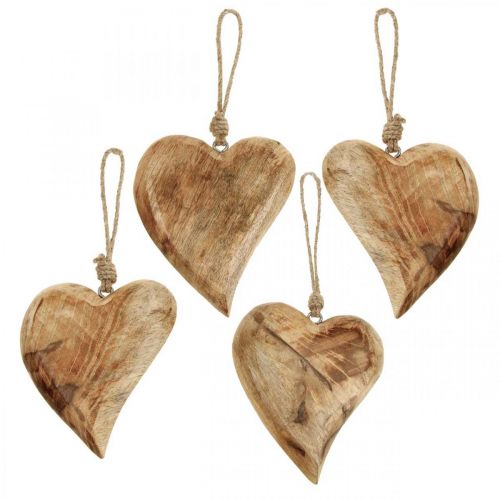 Floristik24 Holzherz, Herzanhänger aus Mangoholz 9×9cm 4St