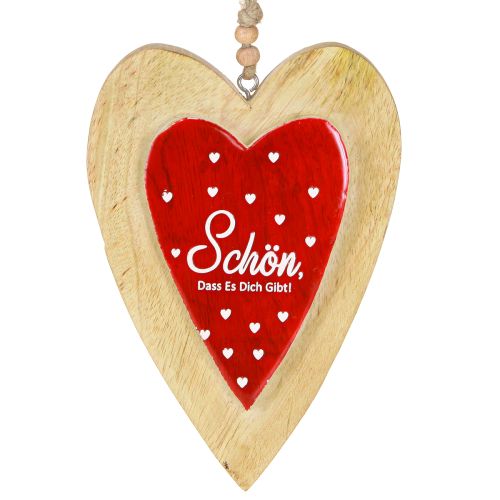 Floristik24 Holzherzen Deko Beschriftet Rot Weiß Hänger H18,5cm 2St