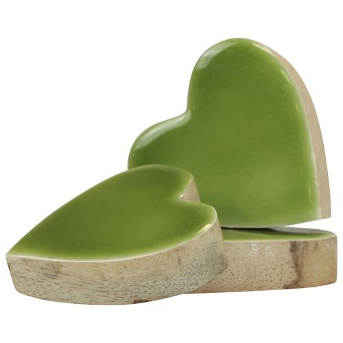 Floristik24 Holzherzen Deko Herzen Holz Hellgrün Glanzeffekt 4,5cm 8 St