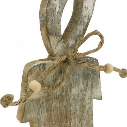 Floristik24 Holzkerze, Tischdeko Shabby Chic, Holzdeko mit Glitzereffekt H29,5cm