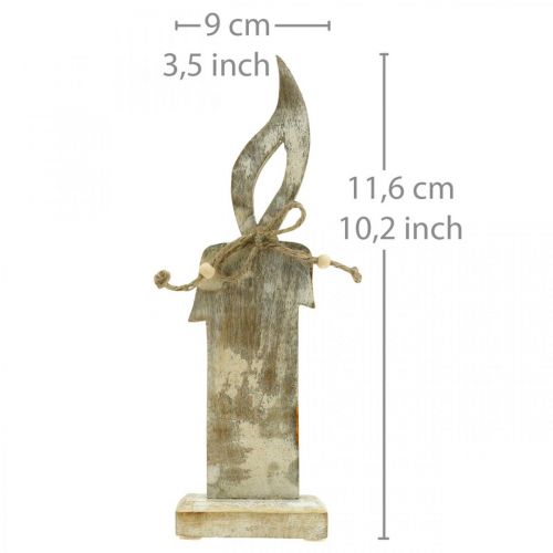 Floristik24 Holzkerze, Tischdeko Shabby Chic, Holzdeko mit Glitzereffekt H29,5cm
