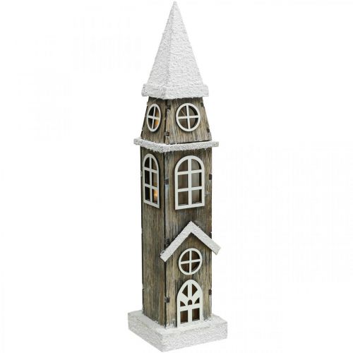 Floristik24 Lichthaus Turm aus Holz Kirchturm Weihnachtskirche H45cm