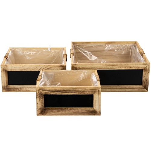 Holzkisten-Set mit Tafel und Folieneinsätzen 3er-Set 30 cm