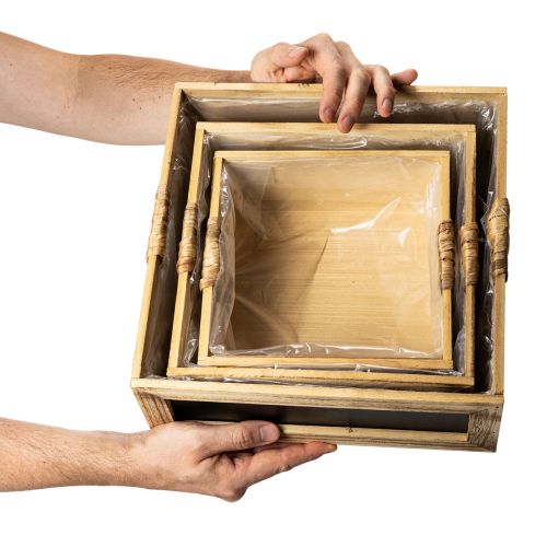 Holzkisten-Set mit Tafel und Folieneinsätzen 3er-Set 30 cm | Floristik24.at