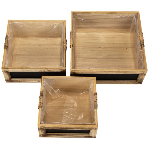 Holzkisten-Set mit Tafel und Folieneinsätzen 3er-Set 30 cm | Floristik24.at