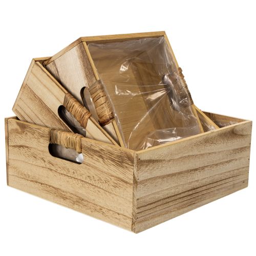 Holzkisten-Set mit Tafel und Folieneinsätzen 3er-Set 30 cm | Floristik24.at