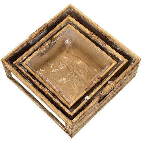 Holzkisten-Set mit Tafel und Folieneinsätzen 3er-Set 30 cm | Floristik24.at