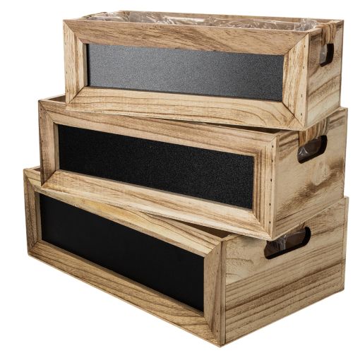 Kiste aus Holz mit Tafelfront 3er-Set 36cm, 32cm, 28cm bestellen | Floristik24.at