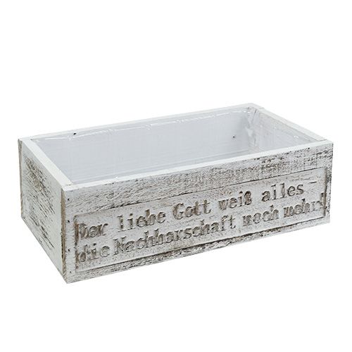 Floristik24 Holzkiste mit Spruch Weiß 38cm x 21cm H12cm