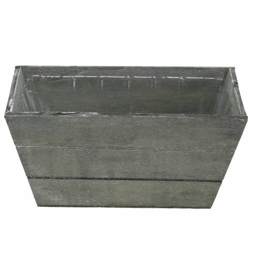 Floristik24 Pflanzgefäß Holzkiste Grau gewaschen 20x12cm H10cm