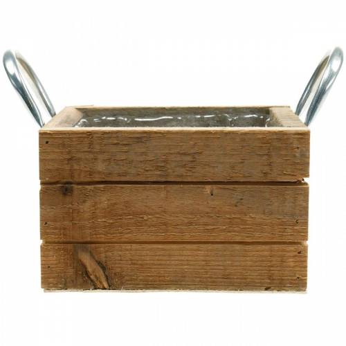 Floristik24 Pflanzkasten Holz Kiste mit Griffen Natur 16,5×16,5cm