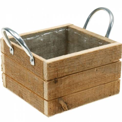 Floristik24 Pflanzkasten Holz Kiste mit Griffen Natur 16,5×16,5cm