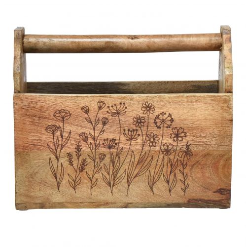 Floristik24 Holzkiste mit Griff Werkzeugkasten Holz 30x15x24cm