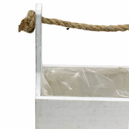 Floristik24 Pflanzkasten Werkzeugkiste mit Henkel Holzkiste Weiß 27×15cm/22×10,5cm