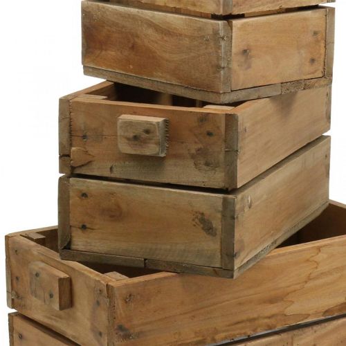 Floristik24 Holzkiste, Blumenkasten, Übertopf, Pflanzgefäß-Set Natur L45/36/27cm H20,5/18/17cm 3er-Set