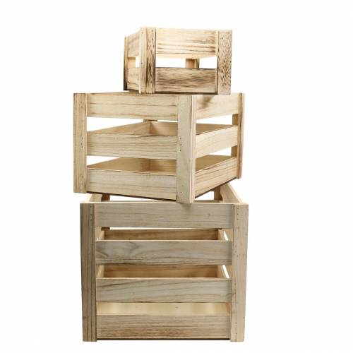 Floristik24 Holzkiste Natur Braun 43,5cm/37,7cm/31,8cm 3er-Set