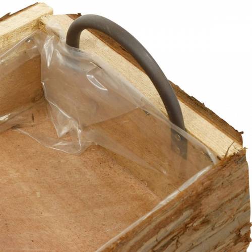 Floristik24 Holzkiste zum Bepflanzen, Pflanztopf mit Griffen, Blumenkasten mit Rinde 45,5cm