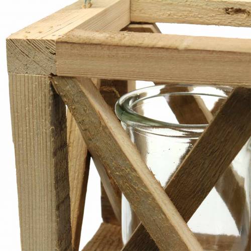Floristik24 Deko Holzlaterne mit Glas Natur 14x14cm H17cm
