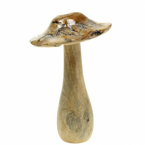 Floristik24 Holzpilz glasiert Natur/Weiß H20cm