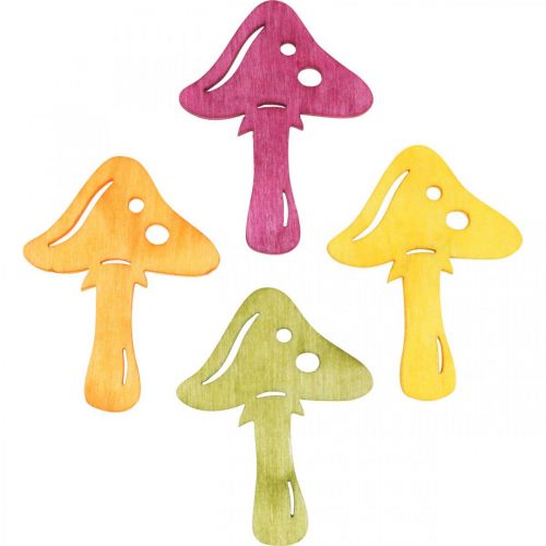 Artikel Streudeko Pilze, Herbstdeko, Glückspilze zum Dekorieren Orange, Gelb, Grün, Pink H3,5/4cm B4/3cm 72St