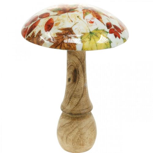 Holzpilz Deko Herbstlaub Weiß, Bunt Herbstdeko Ø13cm H19cm