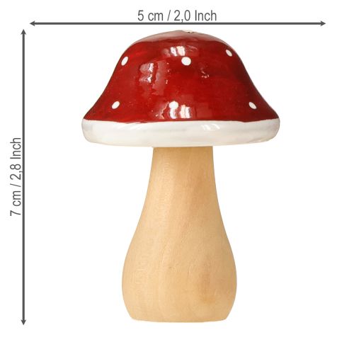 Floristik24 Holzpilze Fliegenpilze Deko Holz FSC Rotbraun H6,5/7cm 4 St