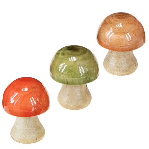 Holzpilze Herbstdeko Pilze Grün Rot Orange H6,5cm 9 St