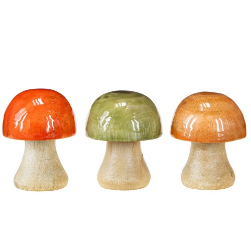 Floristik24 Holzpilze Herbstdeko Pilze Grün Rot Orange H6,5cm 9 St