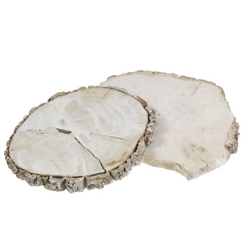 Floristik24 Holzscheibe Weiß gewaschen 13cm - 15cm 2St