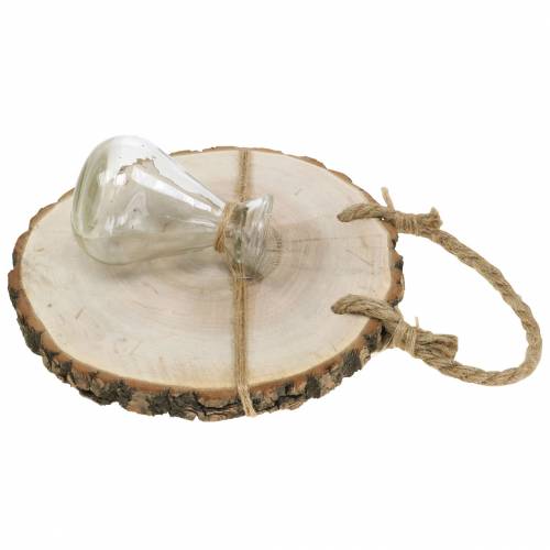 Floristik24 Holzscheibe mit Glasvase zum Hängen Ø22cm