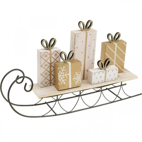 Schlitten mit Geschenken, Advent, Deko für Weihnachten L37,5cm H23cm Schlitten mit Geschenken, Advent, Deko für Weihnachten L37,5cm H23cm