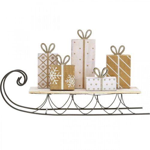 Schlitten mit Geschenken, Advent, Deko für Weihnachten L37,5cm H23cm