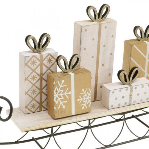 Schlitten mit Geschenken, Advent, Deko für Weihnachten L37,5cm H23cm