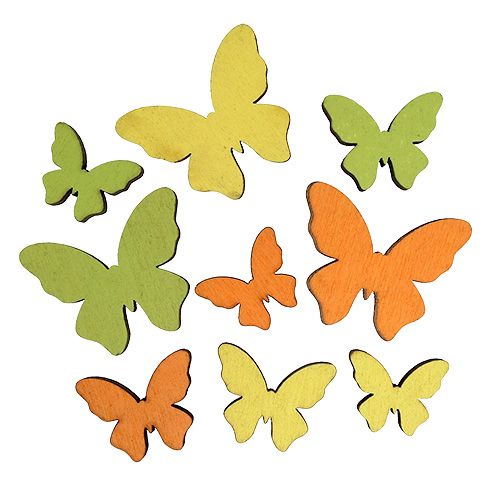 Floristik24 Holzschmetterling 2,5-4cm Orange, Grün, Gelb 36St