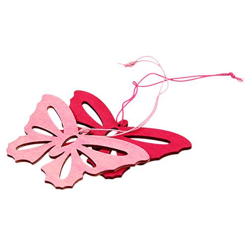 Floristik24 Holzschmetterlinge zum Hängen Pink 8cm - 10cm 24St