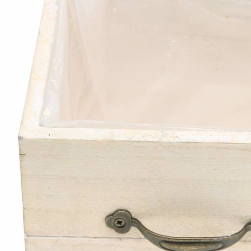 Floristik24 Pflanzgefäß Holzschublade Creme 15×15cm/12×12cm 2er-Set