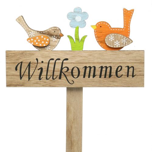 Floristik24 Holzstecker Willkommen Vogel H52cm 4St
