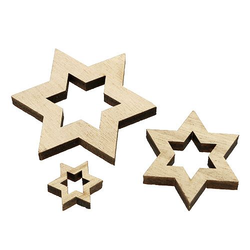 Floristik24 Holzstern Mix 2,5cm - 7cm Natur 35St
