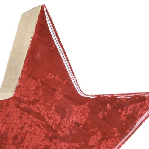 Floristik24 Holzstern Rot Natur Stern Mangoholz Tischdeko Ø10cm 3 St