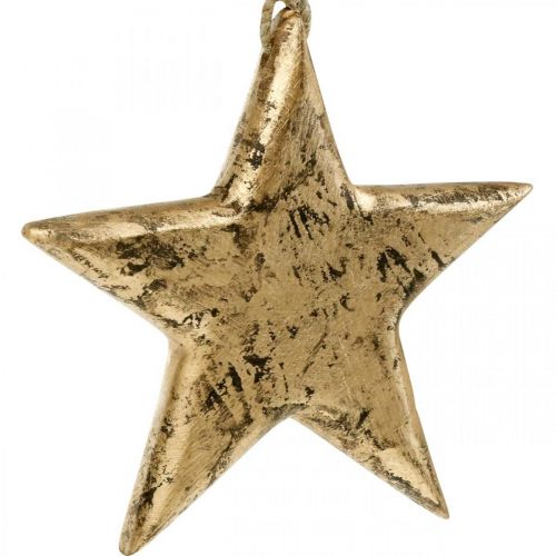 Artikel Stern zum Hängen, Holzdeko mit Gold-Effekt, Advent 14cm × 14cm